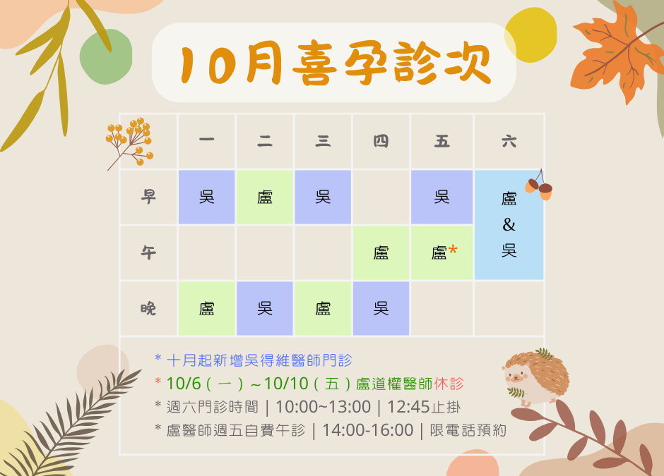 10月門診異動